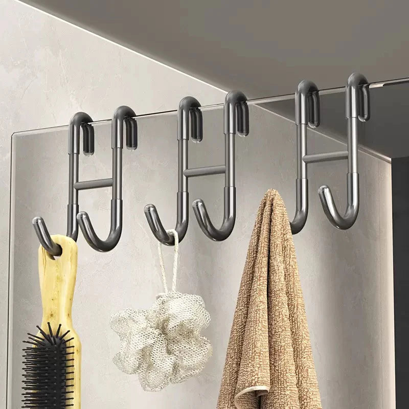 Stainless Steel Over Shower Glass Door Rack, No Drill Hanging Hooks & Anti-Slip - Vertex Select