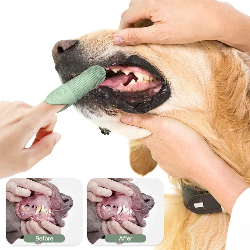360° Silicone Pet Finger Toothbrush, Suitable For Dogs & Cats, Pet Dental Care - Vertex Select
