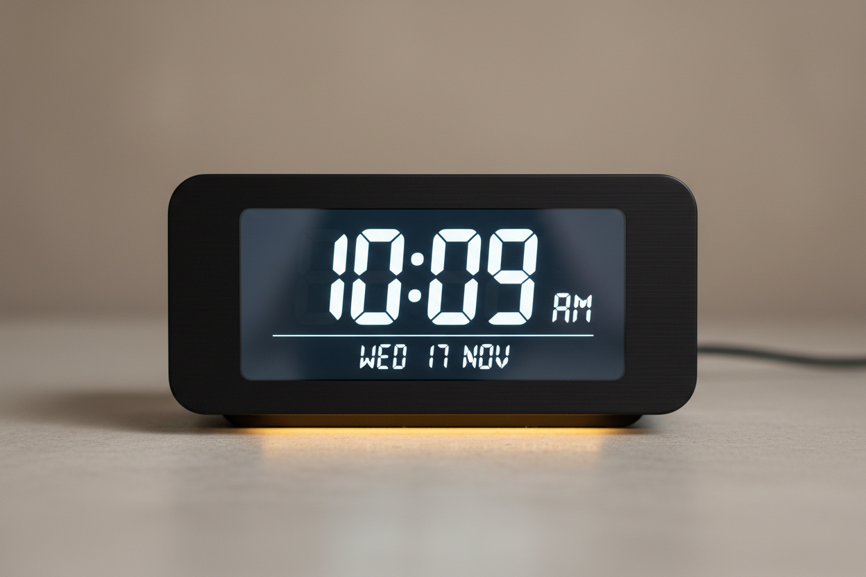 Create a high-quality image of a modern digital clock.