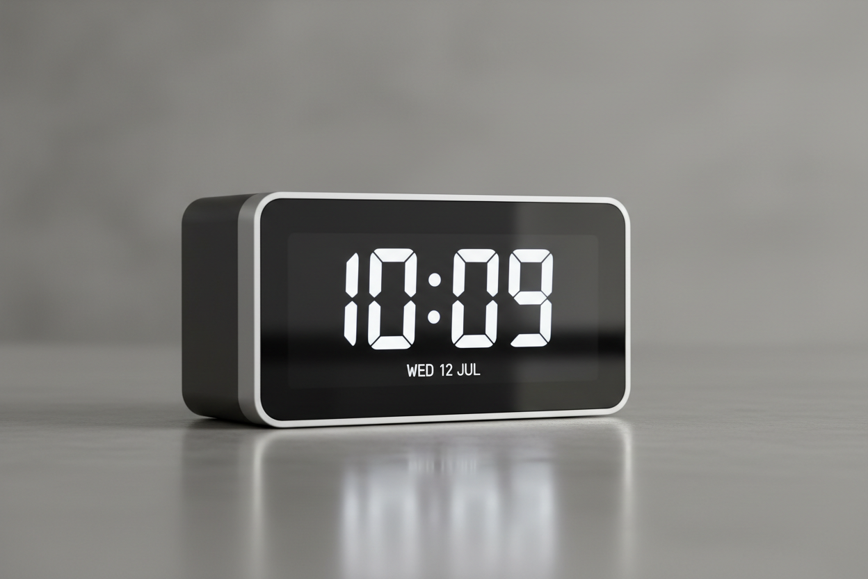Create a high-quality image of a modern digital clock.