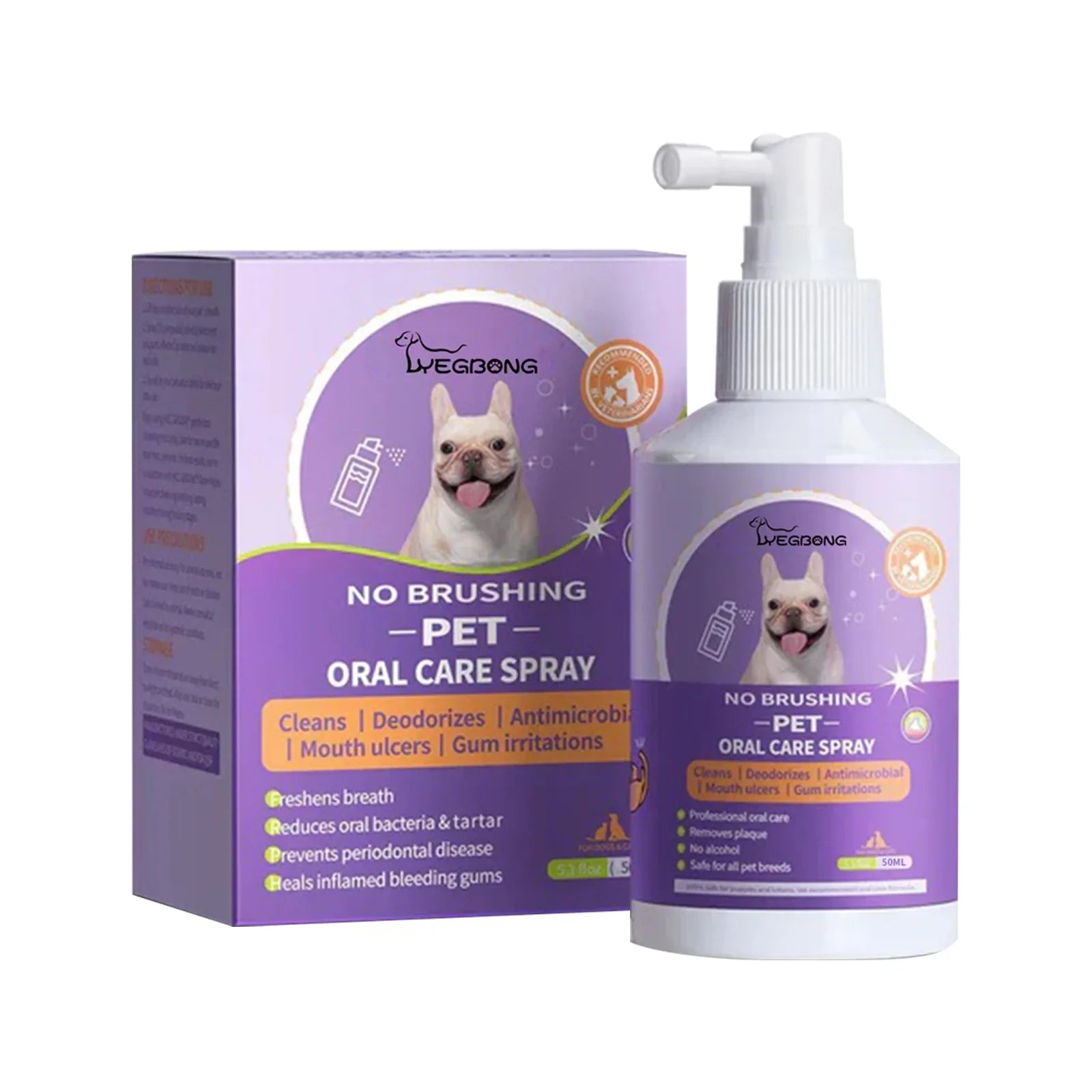 Pet Oral Care Spray 50ml, Freshens Breath, Reduces Oral Bacteria & Tartar
