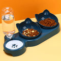 3-in-1 Cat Bowl Set, Three Bowl Ear Design, Neck Protection & With Water Feeder