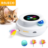 ROJECO 2 in 1 Smart Interactive Electronic Cat Teaser Ball Toy Set, 5 Modes