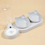 3-in-1 Cat Bowl Set, Three Bowl Ear Design, Neck Protection & With Water Feeder