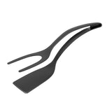 Galavilly 2-in-1 nylon spatula and kitchen tongs with a comfortable grip, dishwasher safe, ideal for cooking and serving.