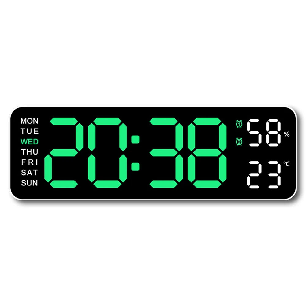 Large Digital Display Wall Alarm Clock, Week Display, Snooze & Memory Function - Vertex Select