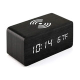 Niditon NIXR02 Wooden Digital Alarm Clock, Wireless Charging & Sound Control