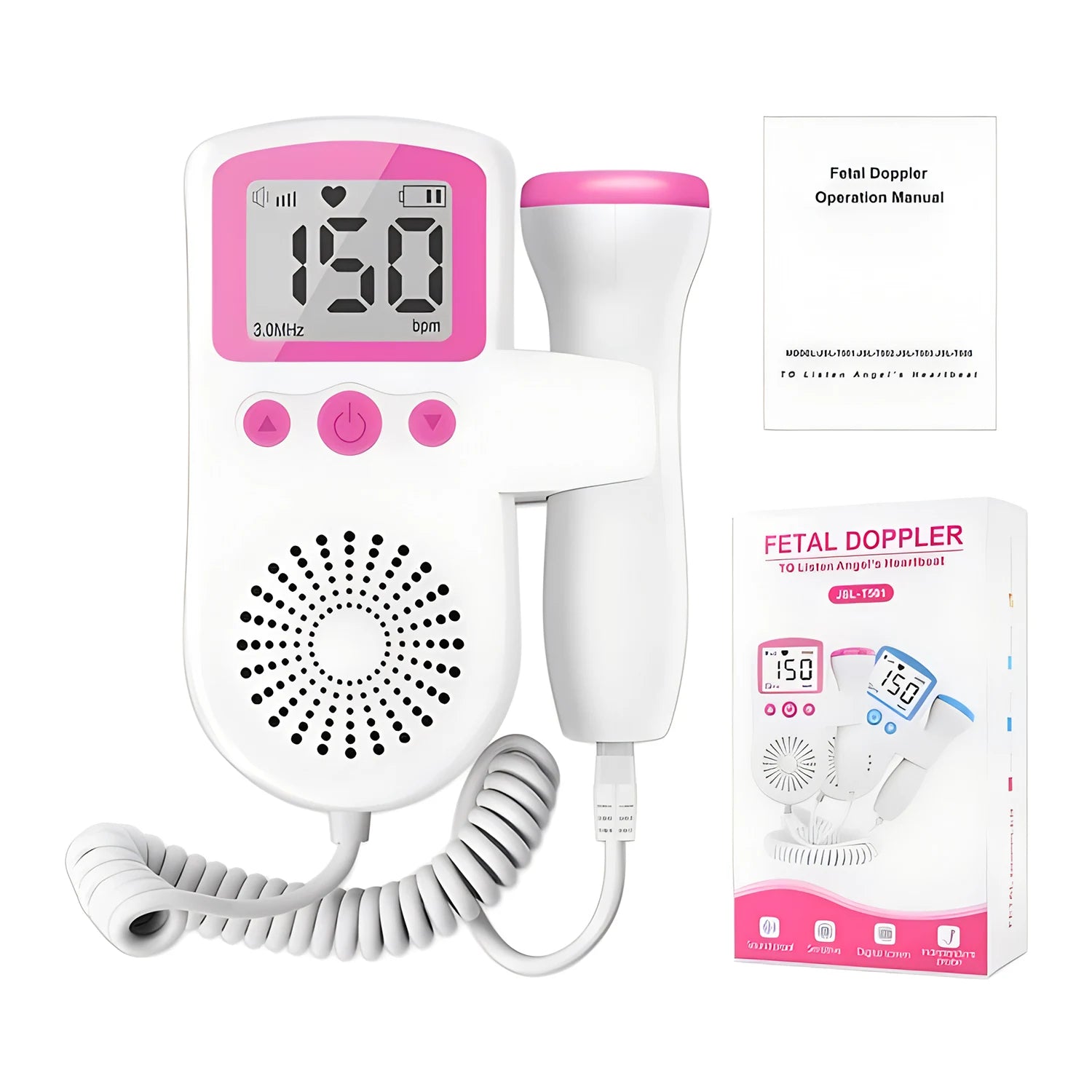 Vertex Select digital fetal Doppler, ultrasonic baby heart rate detector with display for monitoring fetal heartbeat.