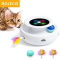 ROJECO 2 in 1 Smart Interactive Electronic Cat Teaser Ball Toy Set, 5 Modes