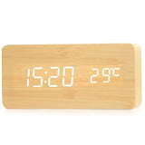 Wooden LED Digital Display Alarm Clock Modern Temperature Display & Calendar - Vertex Select