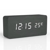 Wooden LED Digital Display Alarm Clock Modern Temperature Display & Calendar - Vertex Select