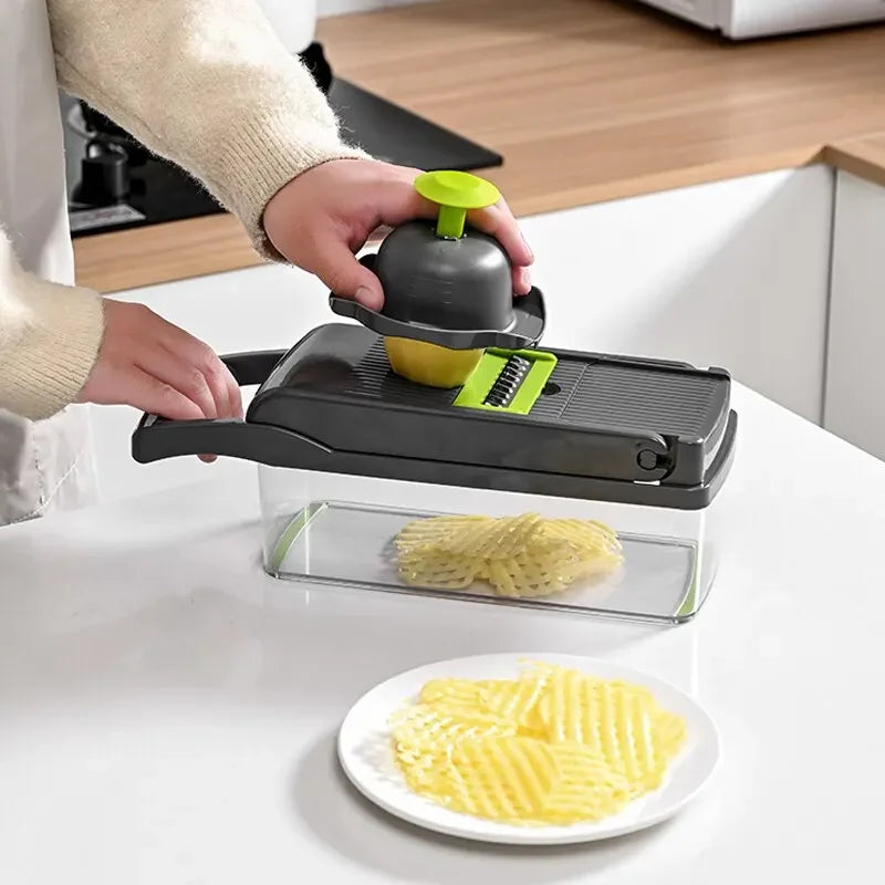 12-in-1 Multifunctional Vegetables & Fruits Slicer, Durable Material & Compact - Vertex Select