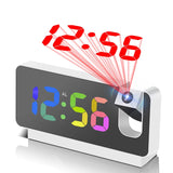 LOVOCK S282A digital alarm clock with projection, smart alarm, and snooze function on a bedside table.