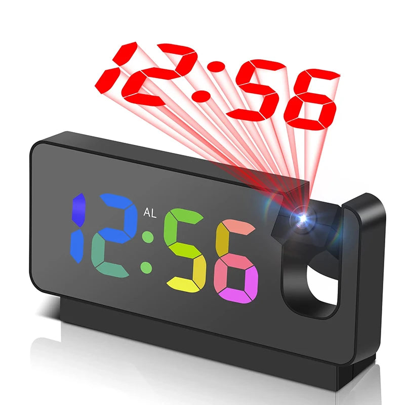 LOVOCK S282A digital alarm clock with projection, smart alarm, and snooze function against a soft background.