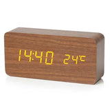 Wooden LED Digital Display Alarm Clock Modern Temperature Display & Calendar - Vertex Select